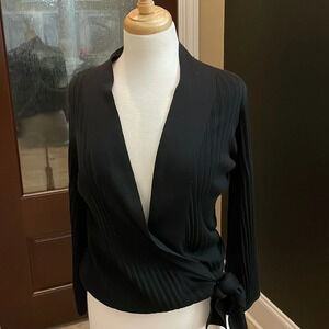 Diane Von Furstenberg black silk blend sweater wrap size small